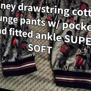 Disney pocket drawstring lounge cotton pocket pants fitted at the ankle